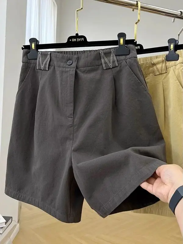 

plus Size High Waist Vintage Casual Workwear Short Pants Women Summer Fashion Loose Wide Leg Hot Pants Comfortable Breathable