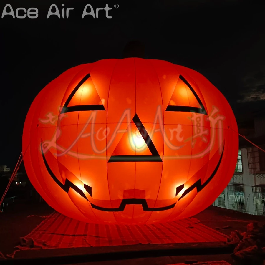 8.8m Diam×8mH Giant Outdoor Halloween Inflatable Evil Pumpkin Head with Lights For Festival Event Mexicano El Día de Muertos