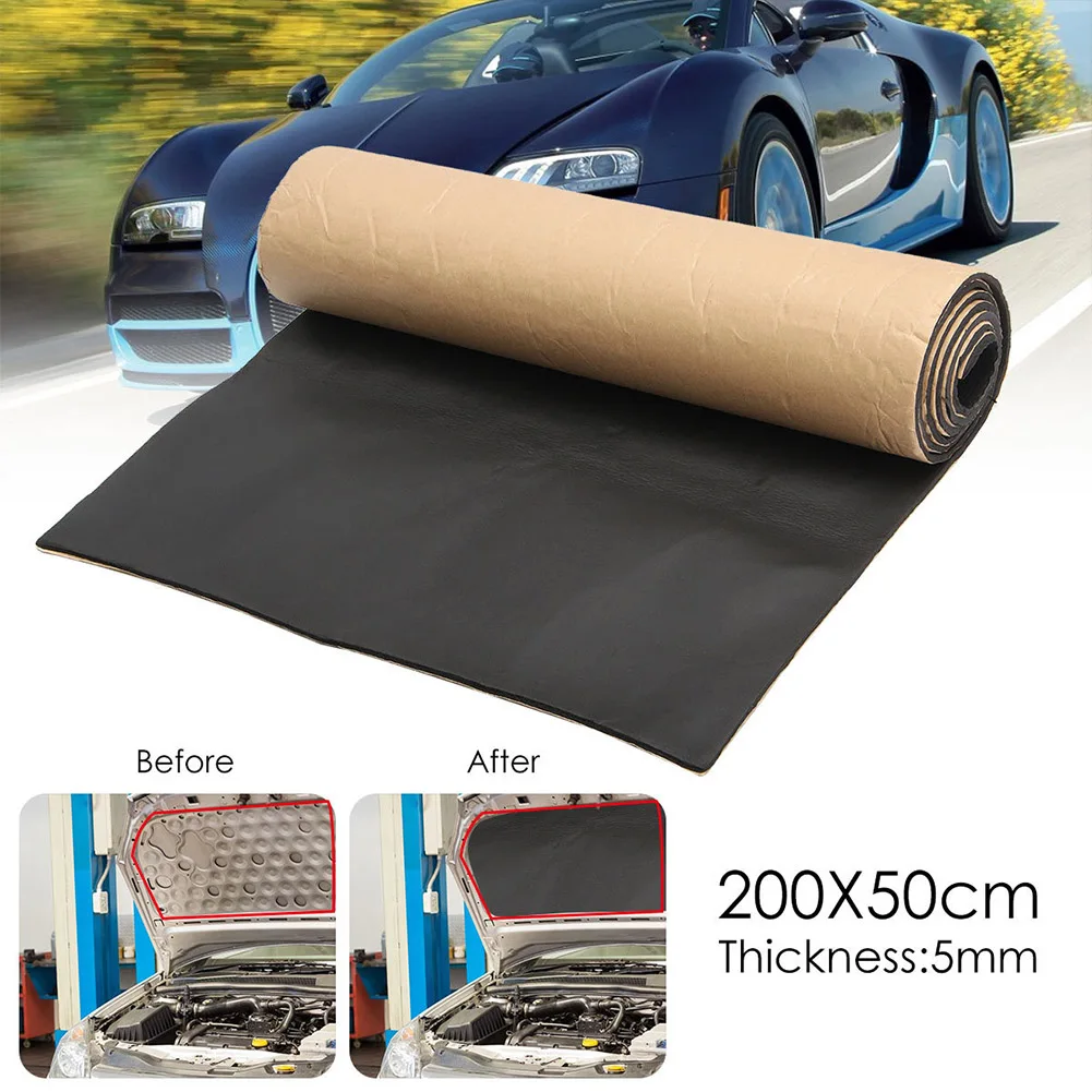 

200x50cm Car Sound Deadening Mat 5/6/10mm Sound Absorber Foam Noise Insulation Pad Heatproof Soundproof Deadener Cotton Pad