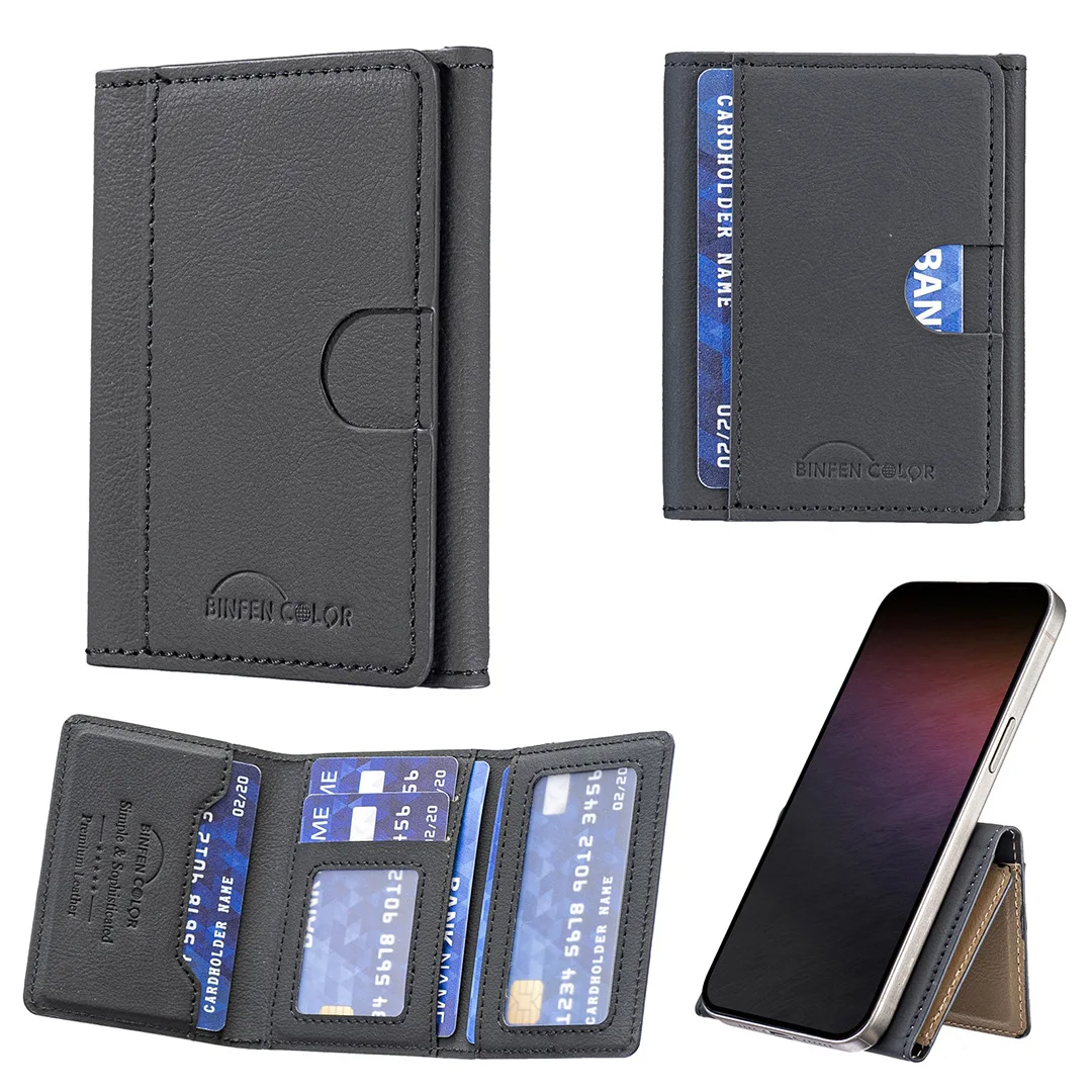 Strong Magnetic Phone Wallet with Stand 6 Card Slots Holder for iPhone 15 14 13 12 Series Auto-Aligning Magnets Detachable