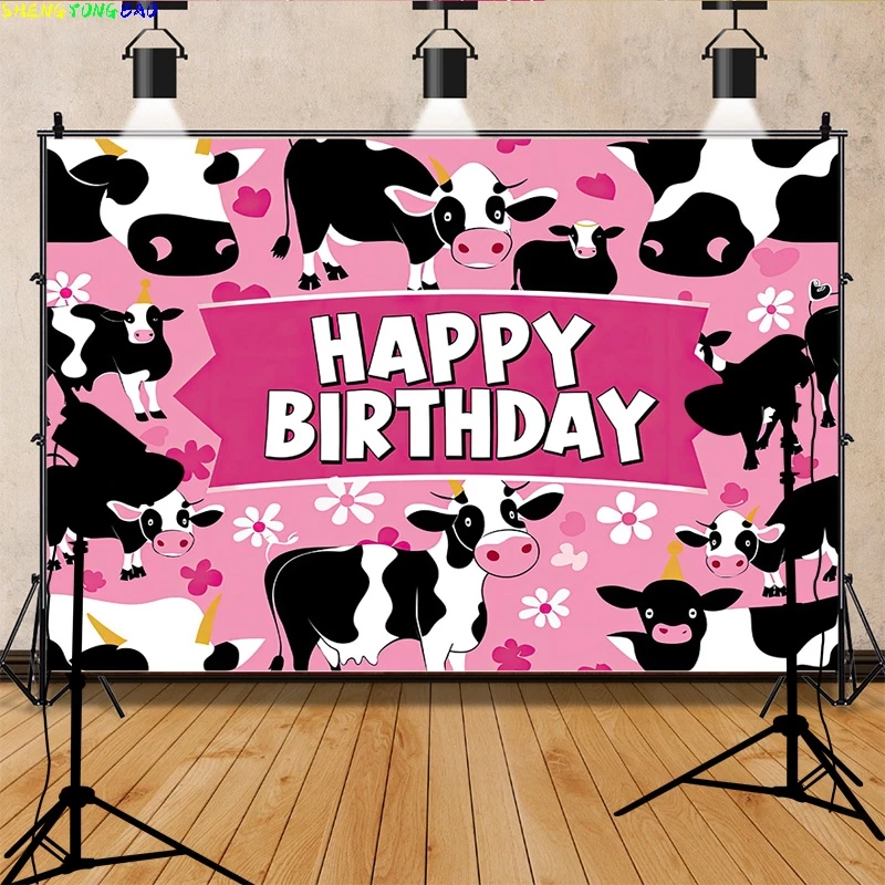 

Фон для фотосъемки с изображением мультяшной фермы свиньи и сарая корова розовый дом Декор для вечеринки в честь Дня Рождения Фотостудия