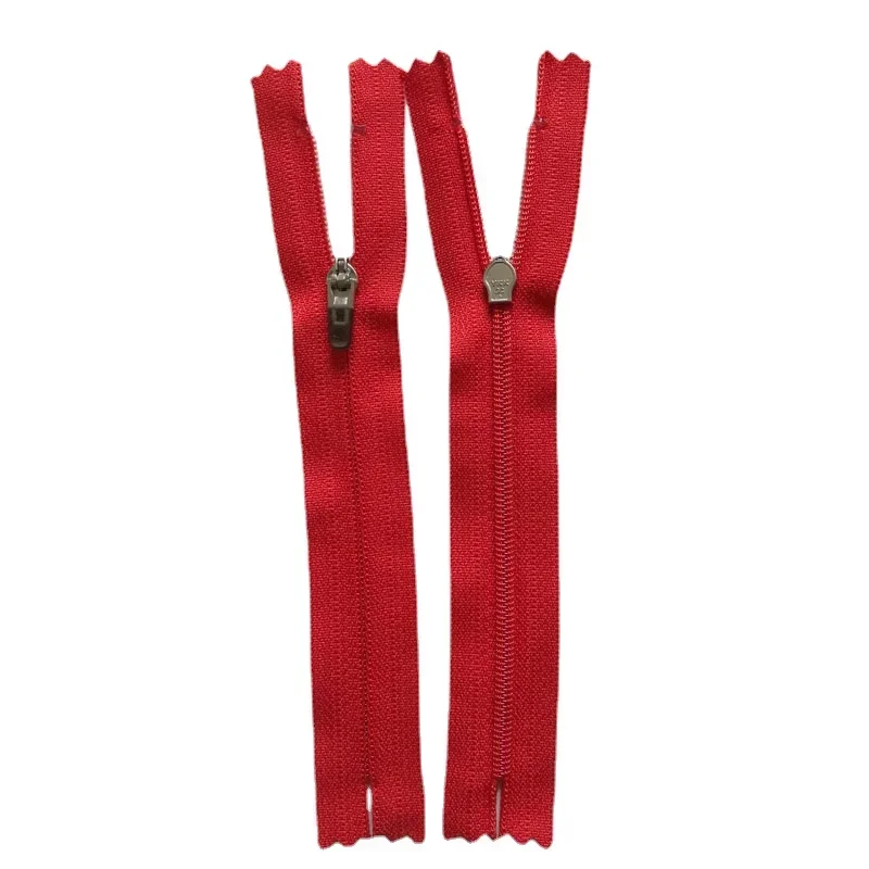 20pcs/Lot 3# 14 15cm Ykk Reverse Zipper Red Nylon Coil  Close End  Pocket Neckline Collar Sports Jacket Repair Sewing Accessory