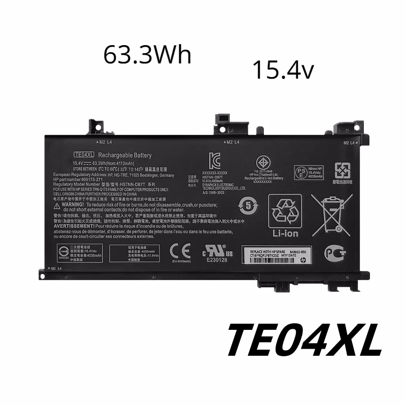 

TE04XL Laptop Battery For HP OMEN 15-AX200 15-AX210TX 15-AX235ND 15-AX202NA TPN-Q173 HSTNN-DB7T 905175-2C1 905277-855