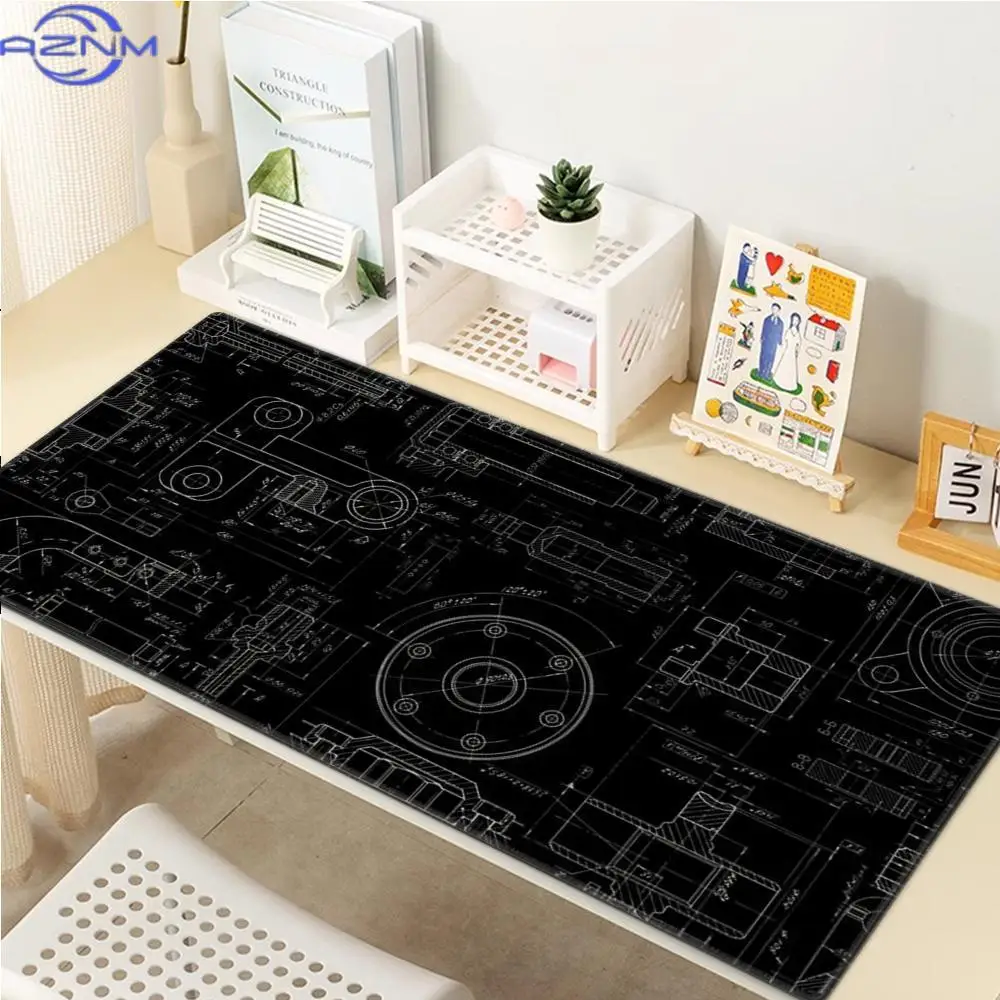 Mouse Pad Gaming Accessory Mechanical Drawings Home Large  Mousepad XXL MousePads Natural Rubber Carpet Non-Slip Table Mat