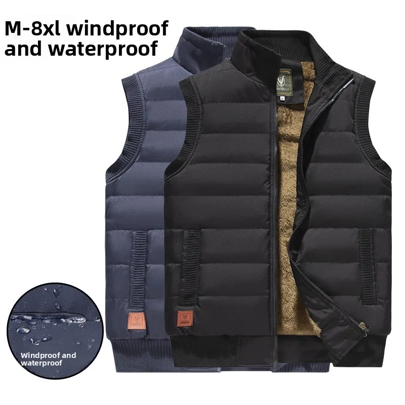 

2025 Men Winter Sleeveless Casual Warm Stand Collar Vest Men Autumn Solid Color Outdoors Windproof Fashion Style Vest Male Coat