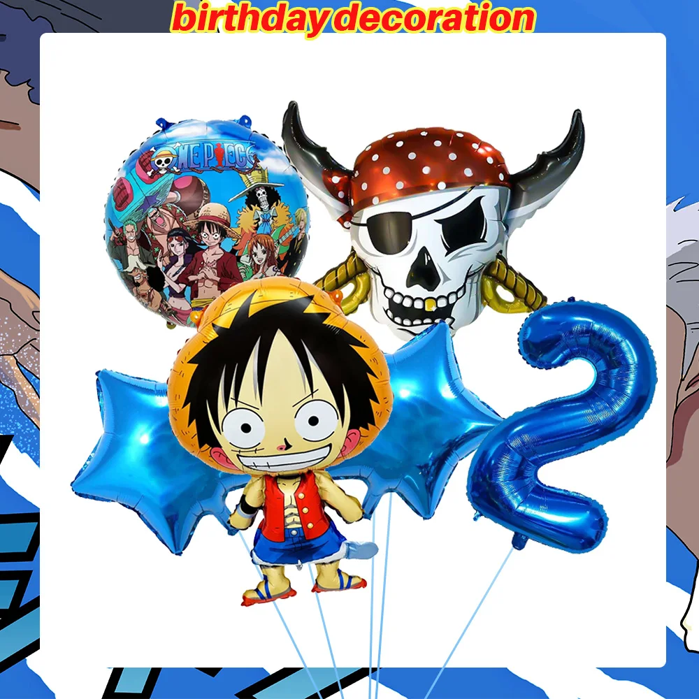 One Piece Anime Figuren Aufkleber Schlüsselanhänger Luftballons One Piece Anime Party-Set One Piece Themen-Geschenke für Gäste Babyparty