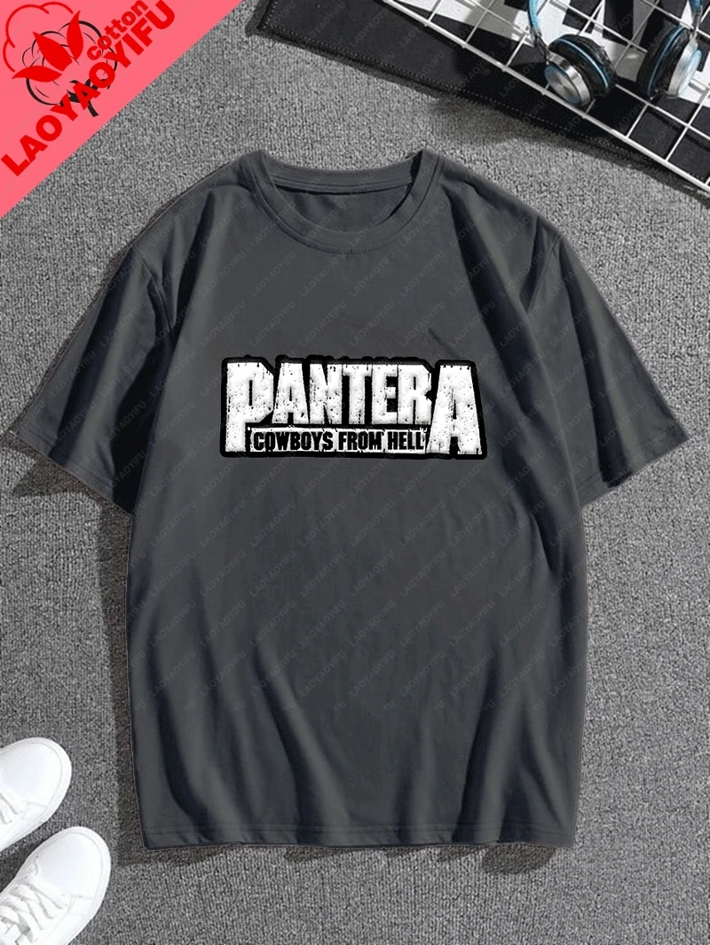 Retro Pattern T-shirts From The American Band PANTERA. Cotton Round-neck T-shirts Are Suitable for Both Men and Women