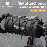 WEST BIKING Bicycle Handlebar Bag Portable 2L Bike Front Storage MTB Road Cycling Bag Shoulder Bag Elastic Band Bike Accessories