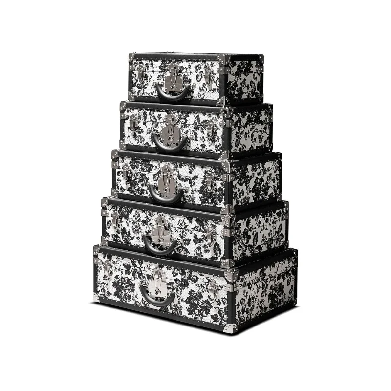 French vintage printed tower suitcase Storage vintage luggage suitcase