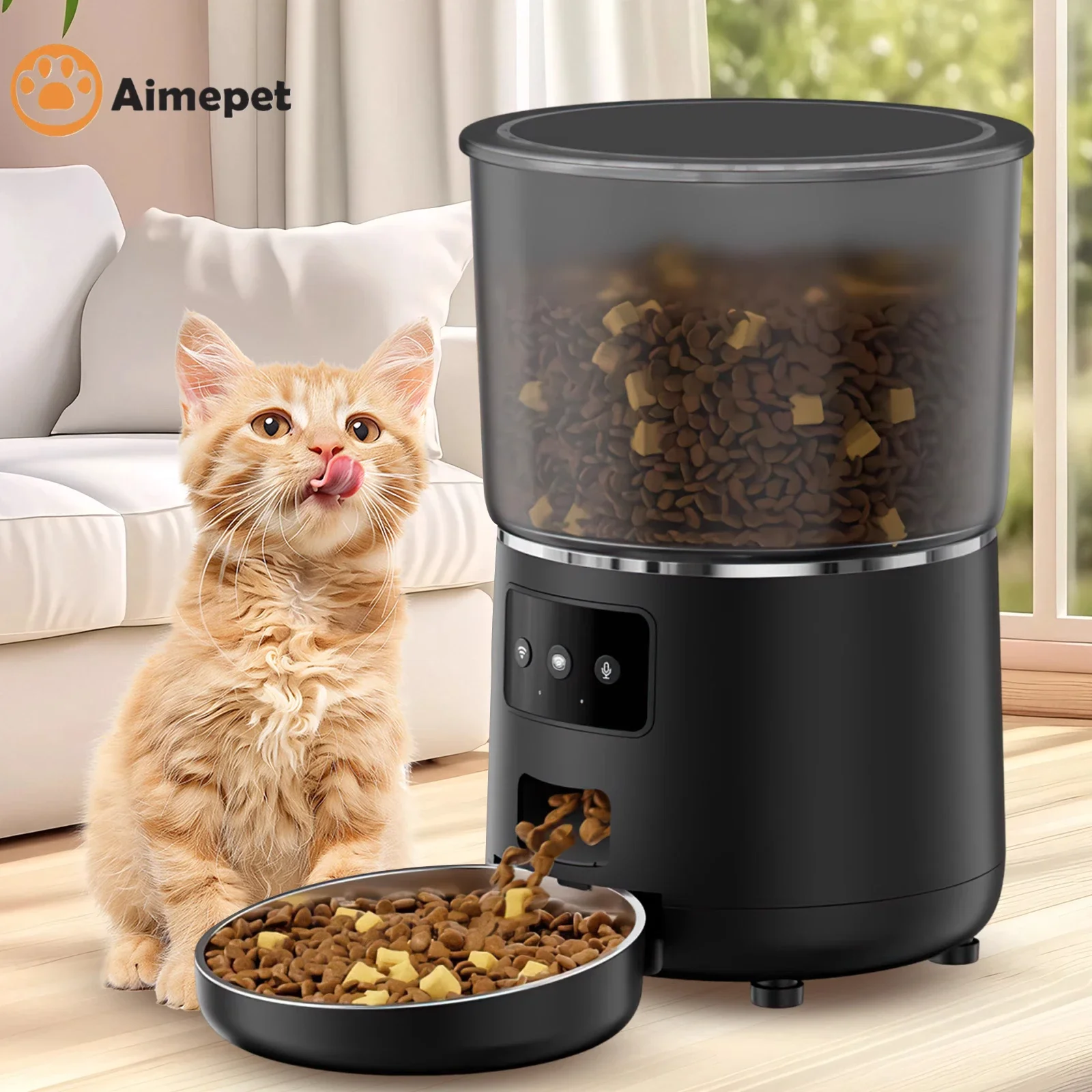 

Cat Automatic Smart Feeder with WiFi Remote Camera 4L Large Capacity Puppy Pet Food Dispenser Feeder Accessories for Cat Dog