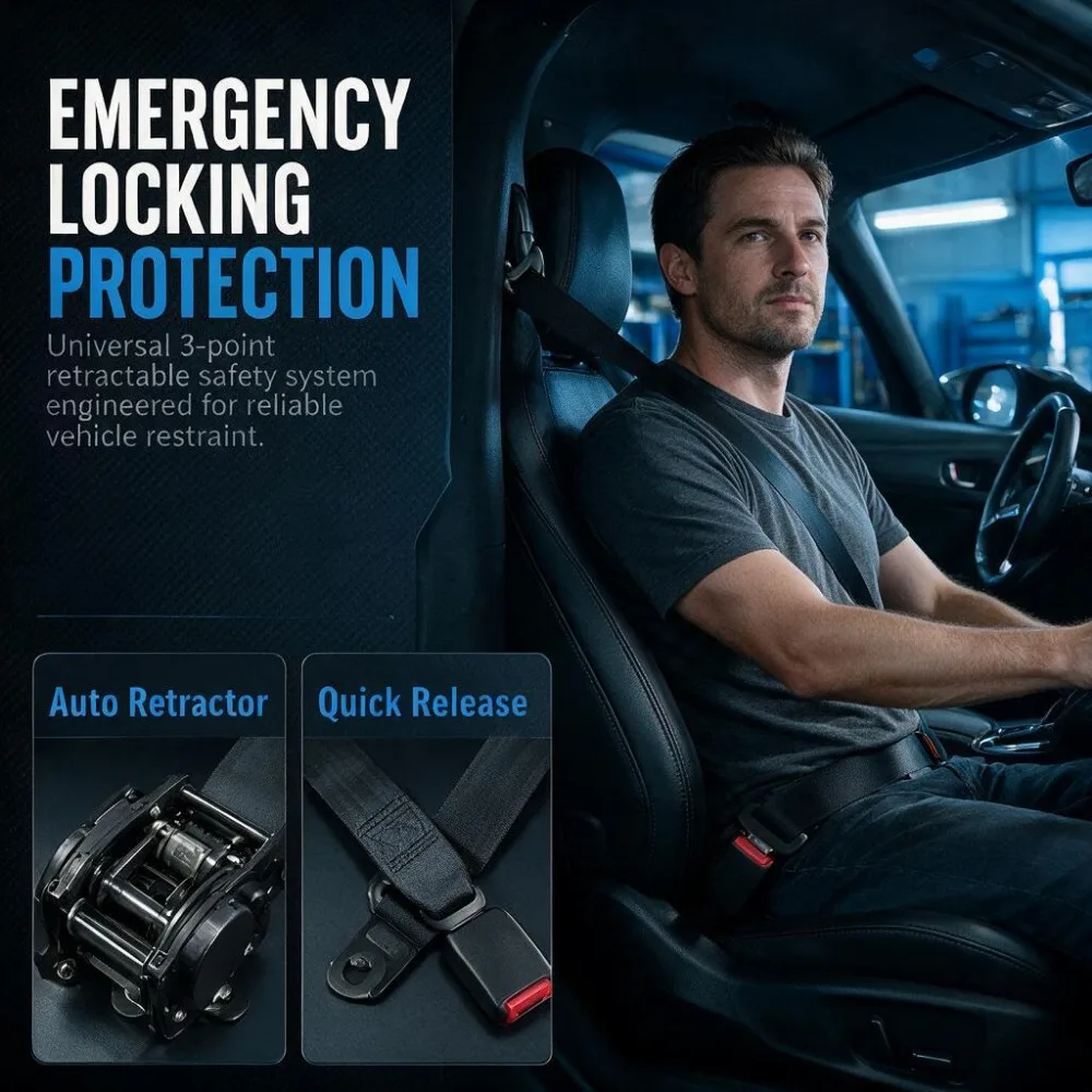 Scalable 3-point Car Seat Belt Driver's Seat Belt with Emergency Locking Car Replacement Parts Truck Golf Cart Seat Belt
