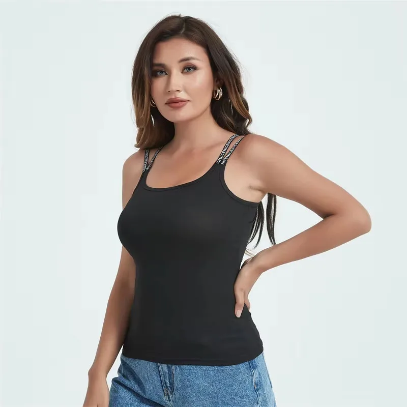 Women Summer Tanks Camis Vest Fashion Casual Sleeveless Cotton Elastic Ladies Street black Sexy Tanks Tops Tees Hotsweet