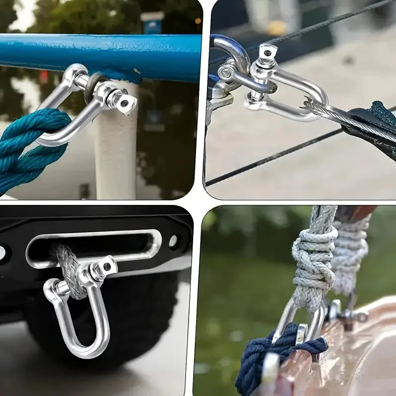5PCS D Shackle Titanium Steel Heavy Duty with Screw Pins for Chain Wire Rope Lifting Camping