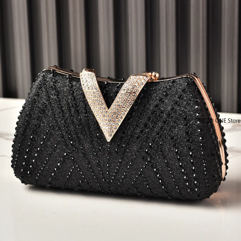 Bolso de noche con incrustaciones de diamantes de imitación finos, bolso de mano pequeño Retro de lujo en oro, plata y azul para mujer, bolso de hombro para fiesta de boda