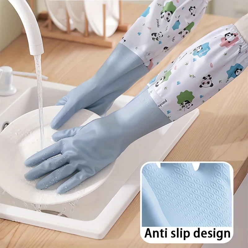 1 Pair, Cute Warm Dishwashing Gloves, Waterproof and Anti Slip Work Gloves, Durable Laundry Gloves, Cleaning Tools