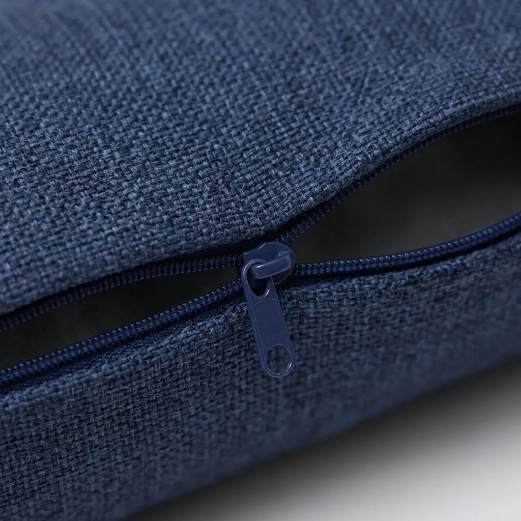 Cylinder Neck Pillow Cover Blue Round Pillowcase Lumbar Protector Soft Breathable Neck Roll Pillowcase Travel Cotton Linen
