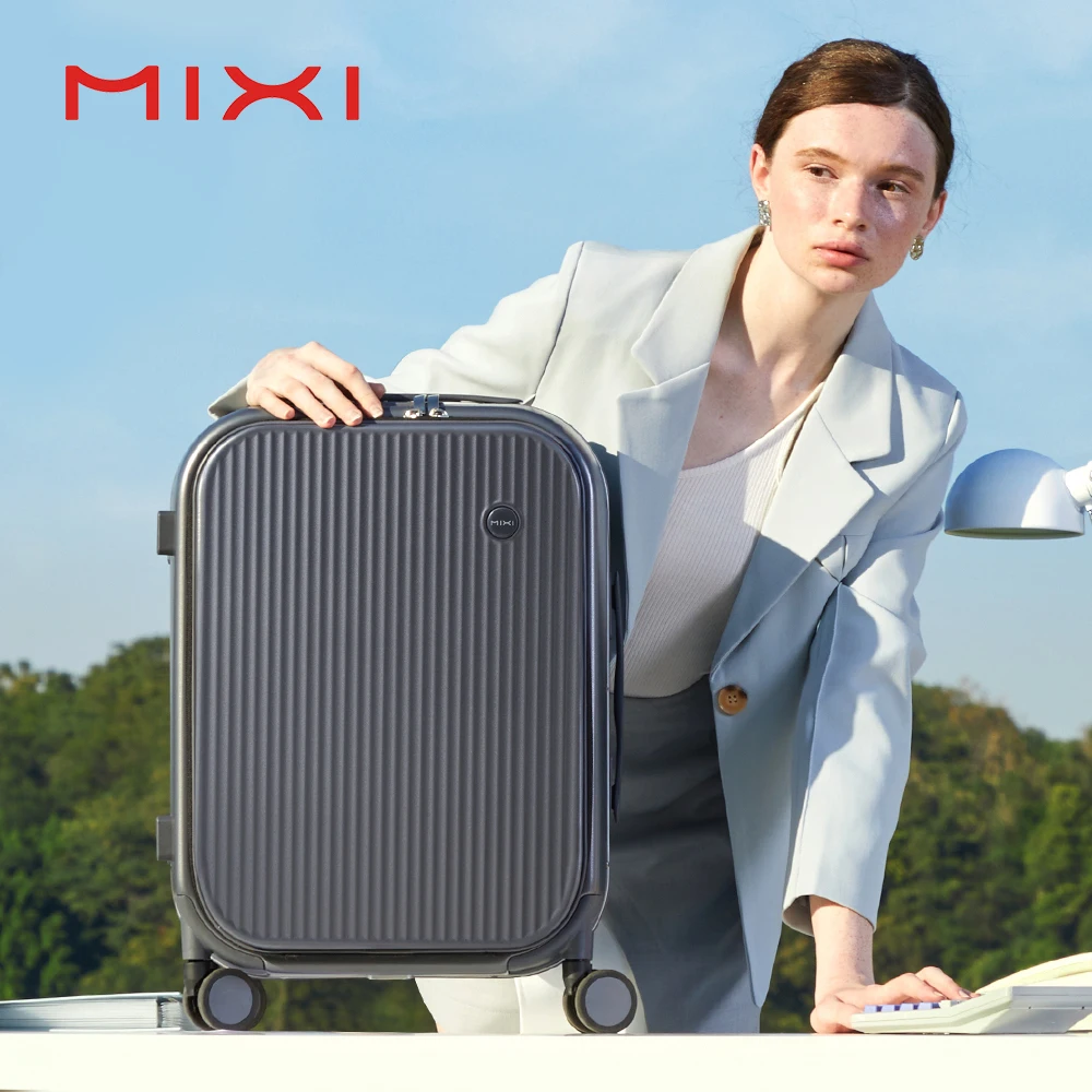 Mixi Carry On Suitcase Front Laptop Pocket  Aluminum Frame Travel  Men Luggage Women PC TSA Lock Trolley Case 18\'\' 20\'\'