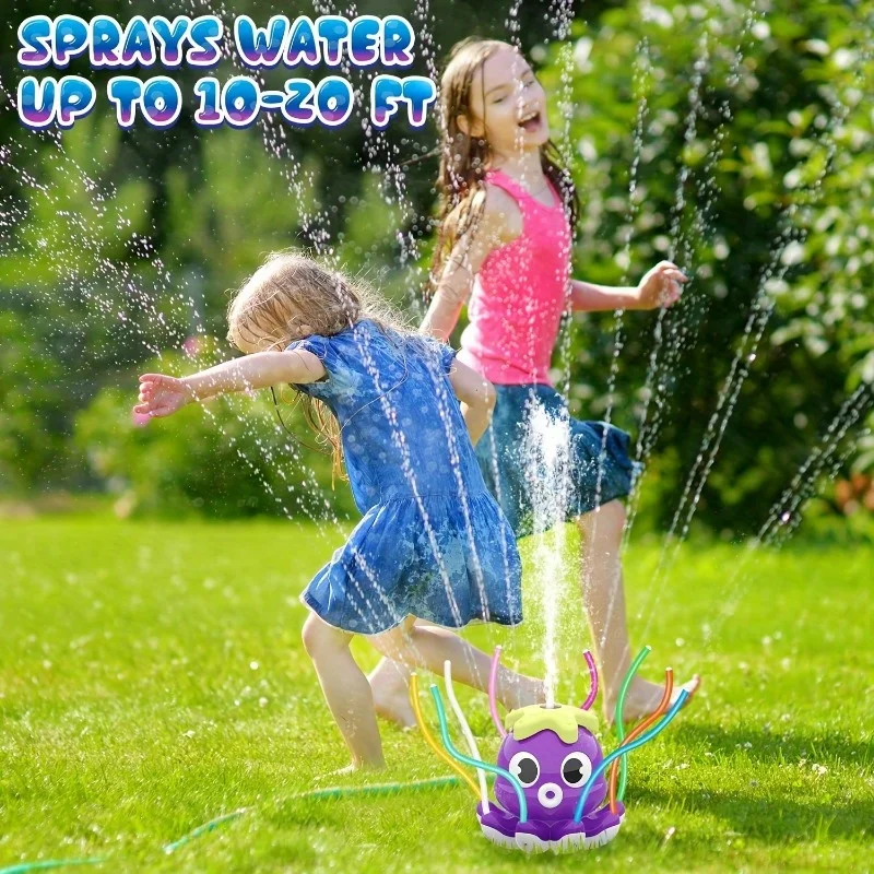 Outdoor Water Spray Sprinkler for Kids and Toddlers Summer Outside Toys Backyard Games with 8 Wiggle Tubes for Boys Girls