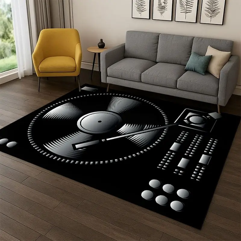 Retro Vinyl Record Music DJ Tape Carpet Rug for Bedroom Living Room Sofa Playroom Doormat Home Decor,Kid Game Area Rug Non-slip
