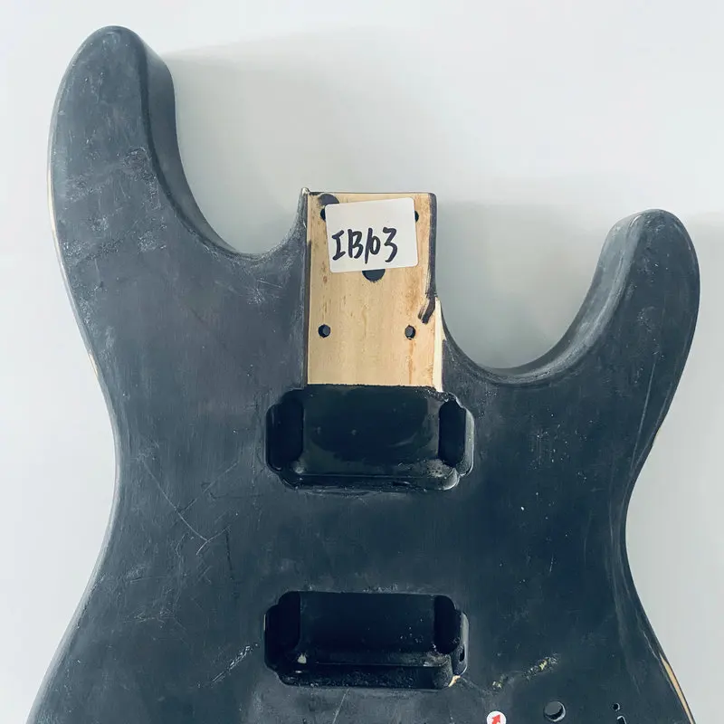 IB103 Paint&Wood Damages Black Color ST Guitar Body 2 Humbucker Pickups Custom Bridges DIY Replace Parts