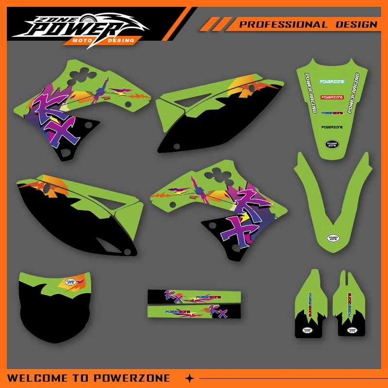 

Powerzone Graphics Decals Stickers Motorcycle For KAWASAKI KXF 2009 2010 2011 2012 KXF250cc Background Custom 01