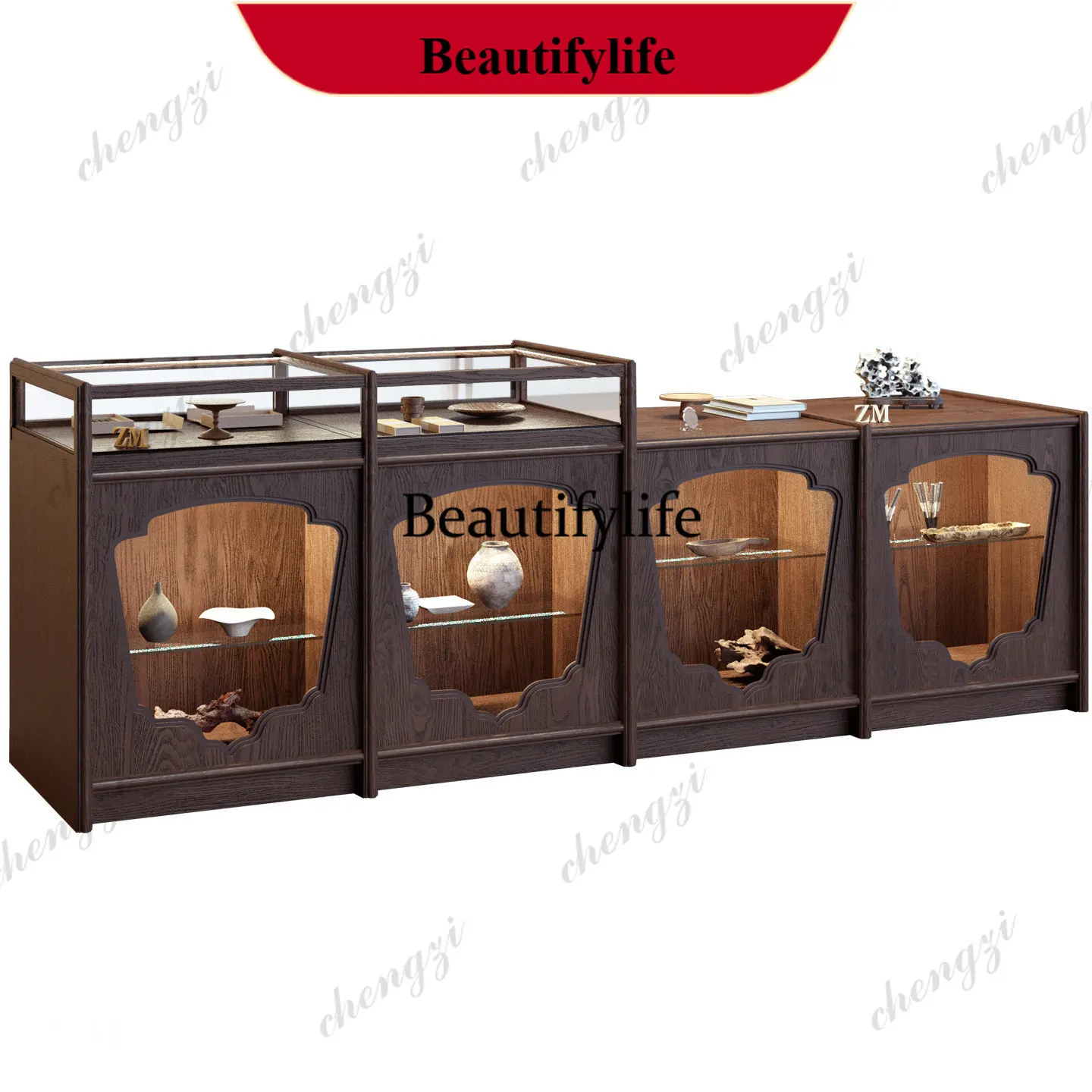 Song-style aesthetics Nakajima platform glass cabinet, utensils, tea room pastry display cabinet travel commodity cabinet d178