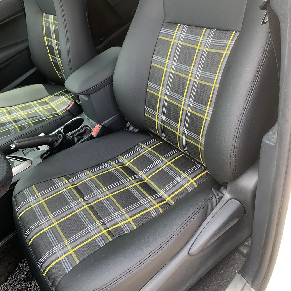 (1 X1.5M)Black Plaid Interior Seat Cover Cloth Upholstery Fabric for MK7 VW Golf GTI MK1-K2 T1 T2 T3.etc