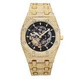 WJ-10398 패셔너블한 고품질 우아한 럭셔리 시계 쿼츠 풀 다이아몬드 시계 힙합 올 스테인리스 스틸 손목 남성 시계