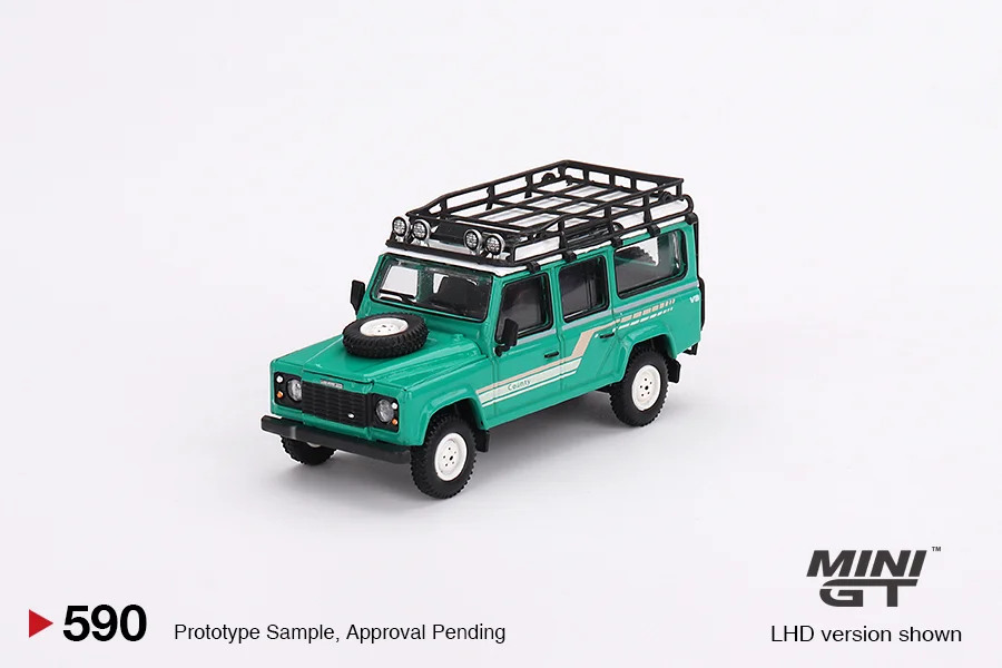 MINIGT Land Rover Defender Safari Rally Martini T64G-020-TREK 110 Mobile Brigade Corps Diecast Diorama Car Model