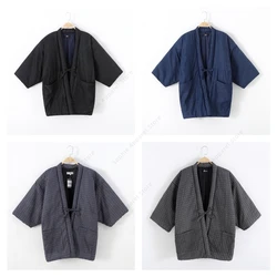 Men Hanten Jacket Japanese Style Padded Cotton Loungewear Women Winter Kimono Quilted Cardigan Tanzen Sleepwear Top for Couples