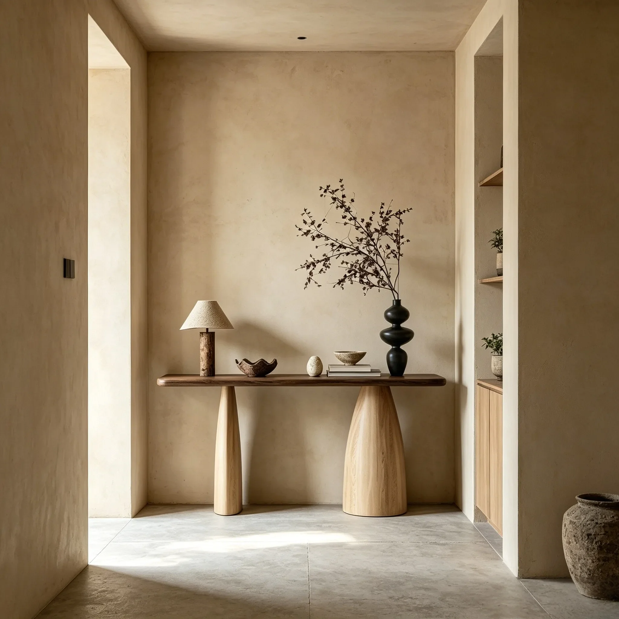 Simple solid wood entrance  Light luxury entrance Supply table Case against the wall Narrow side End view