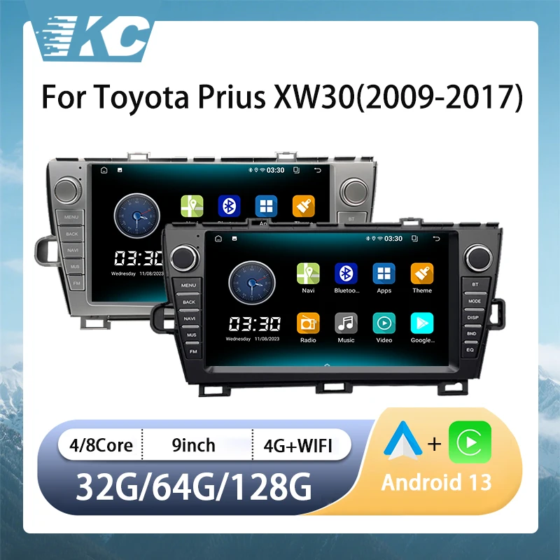 9 بوصة أندرويد 13 لتويوتا بريوس XW30 Autoradio راديو السيارة مشغل ستيريو مع BT الوسائط المتعددة اللاسلكية Carplay GPS
