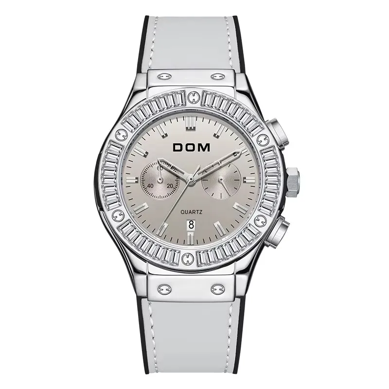 

DOM 1658 роскошные часы ведущей марки для женщин Модный креативный кожаный браслет женские часы Женские кварцевые наручные часы Reloj Mujer