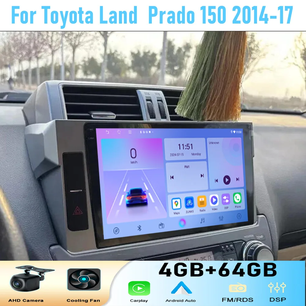 10 ''für Toyota Land Prado12014-17 Auto Radio Stereo Drahtlose Apple Carplay Android 15 Auto GPS Kamera Google karte Kopf Einheit WIFI