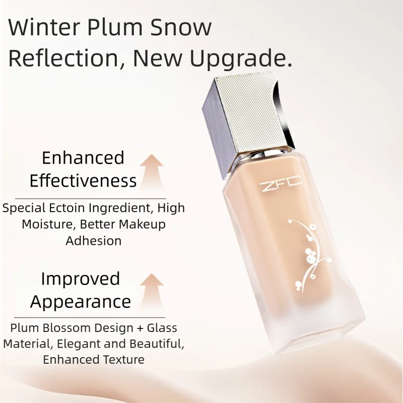 ZFC Plum Blossom Blur Effect Foundation - Full Coverage Concealer, Redness - Covering, Natural Glow - Multiple Shades, 30ml
