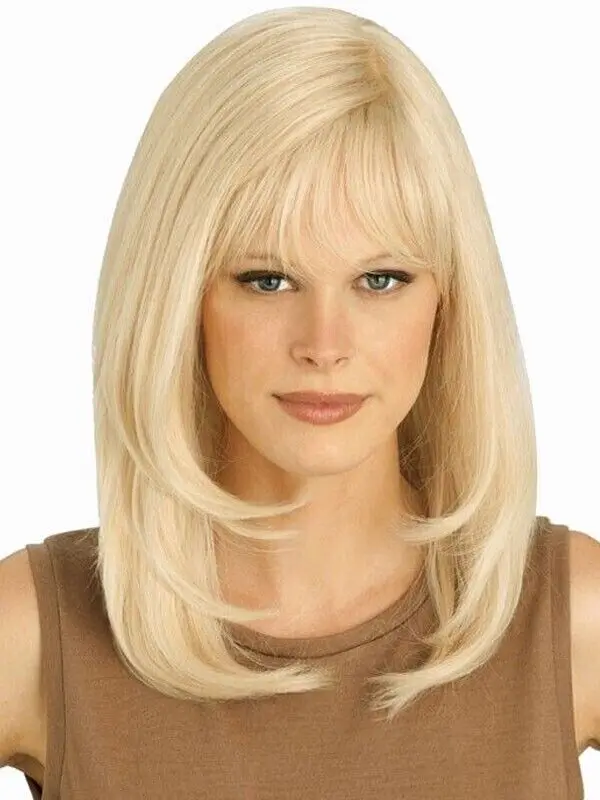 

100% Human Hair! Women's Long Light Blond Straight Synthetic Full Wigs 20 Inch