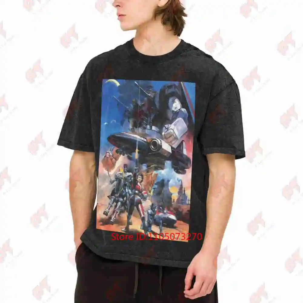 Saber Rider Poster HD Retro 80s Anime Vintage Washed Tee Pure Cotton T-Shirt
