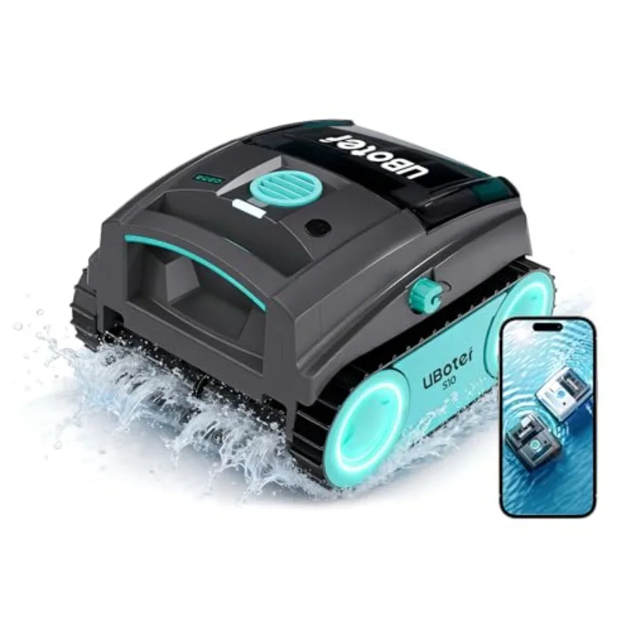 

Automatic cordless robotic pool cleaner for inground above ground pools up to 1290 sq.ft black ABS plastic floor-wall-waterline