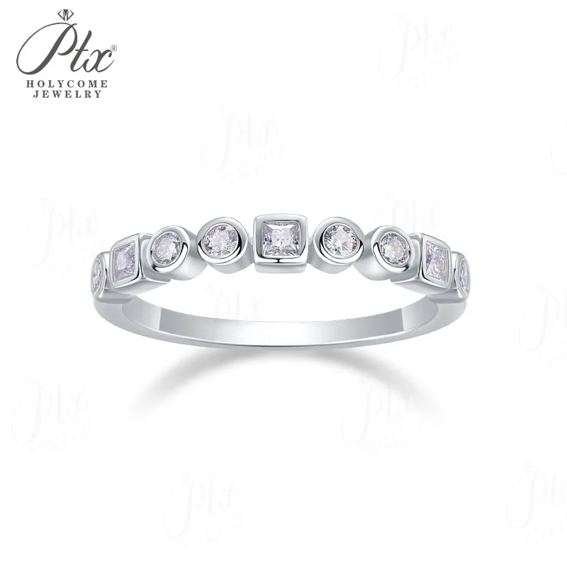 Moissanite Ring D Color S925 Setting Combined Round-Cut Princess-Cut Ideal for Daily Wear Perfect Gift Choice Hypoallergenic