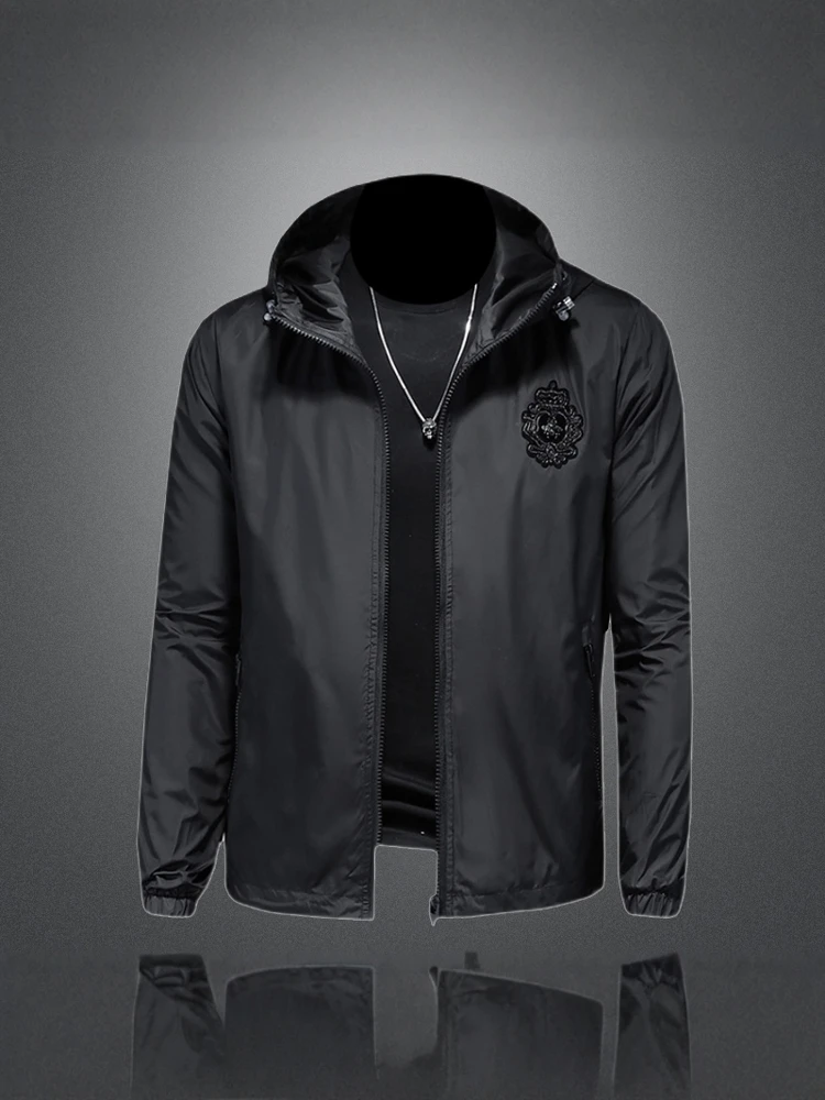 

Men's Embroidered Hoodie Jaet Pure Color Simple Sle Spring Faion Trendy Long Sve Casual Outerwear Polyester Fiber