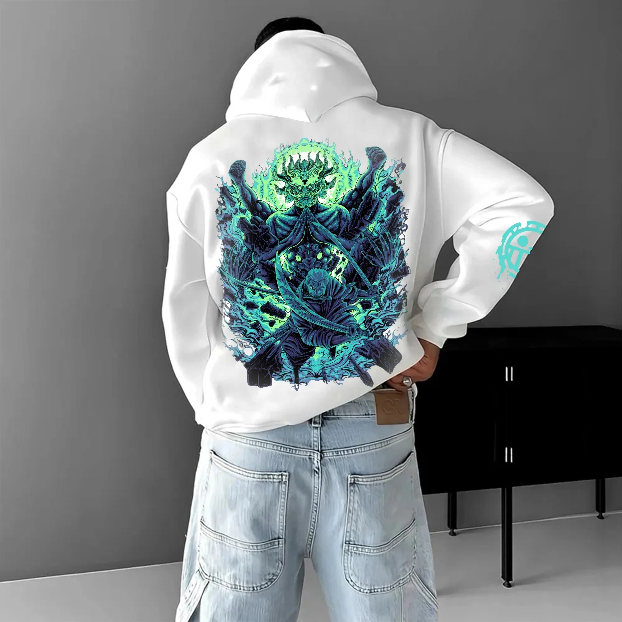 

ONE PIECE Luffy Animation Peripheral Printed Hoodie Autumn and Winter Loose Sports Men's and Women's Fashion Pure Cotton Sweater