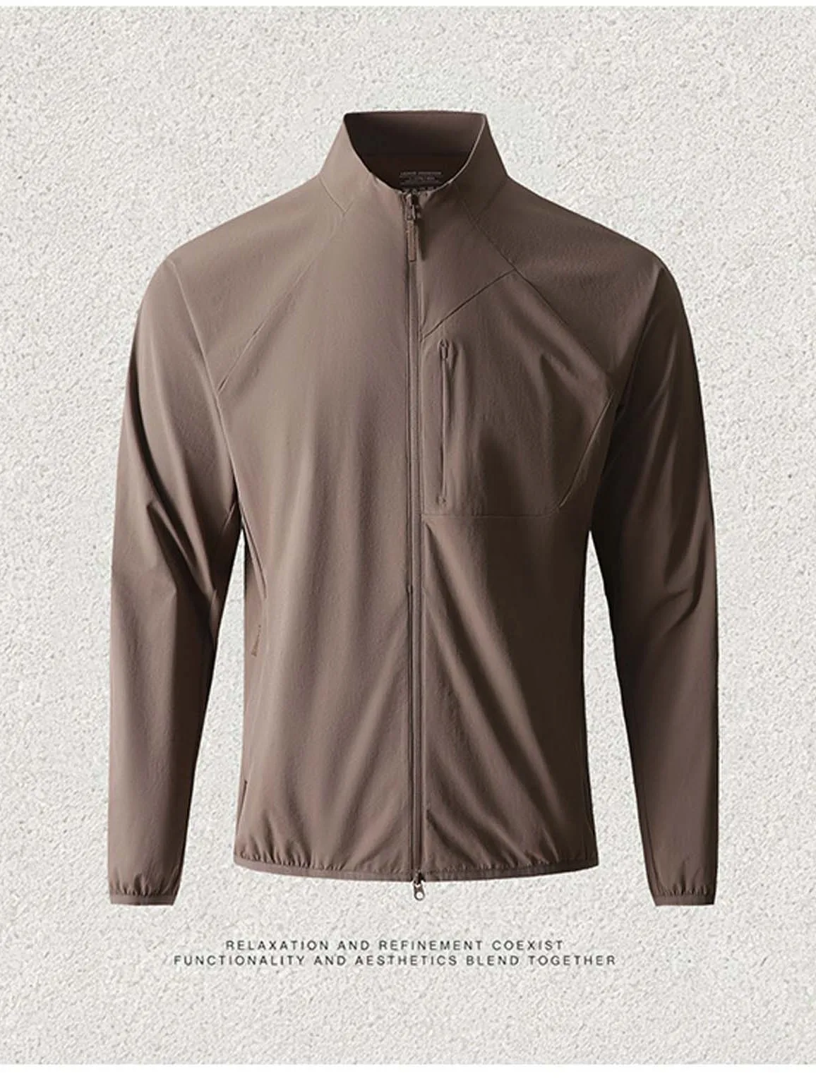 Men's Outdoor Casual Long Sleeve T-Shirt Quick Dry Breathable Stand Collar Autumn Fashion Urban Style Standard Fit Basic Style