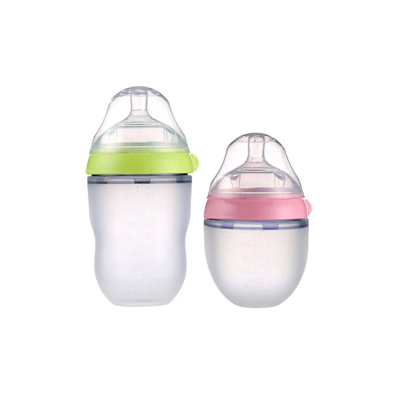 

5 oz 8 oz BPA Free Wide Neck Silicone Milk Bottle Shatterproof Newborn Anti Colic Baby Feeding Bottle
