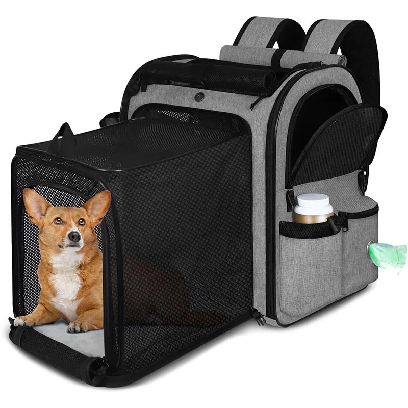 

Cross-border pet bag double shoulder cat bag portable breathable go out foldable expansion dog backpack large capacity