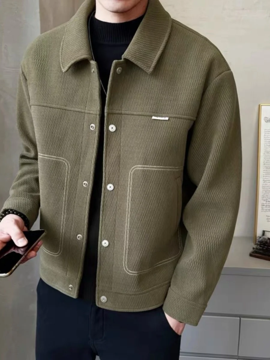 

Men's Casual Slim Fit Collar Jaet Trendy ort Sle Autumn Winter New Arrival Versatile Faionable Top for Men