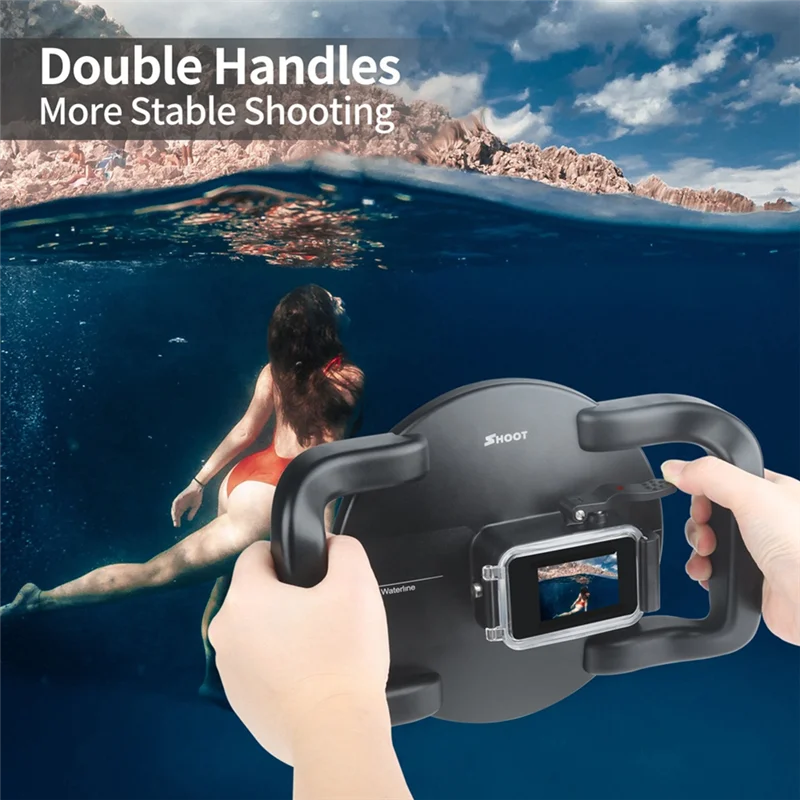 Useful Dual Handheld Dome Port Waterproof Diving Housing Case Cover With Trigger For DJI Action Camera Lens Accessories