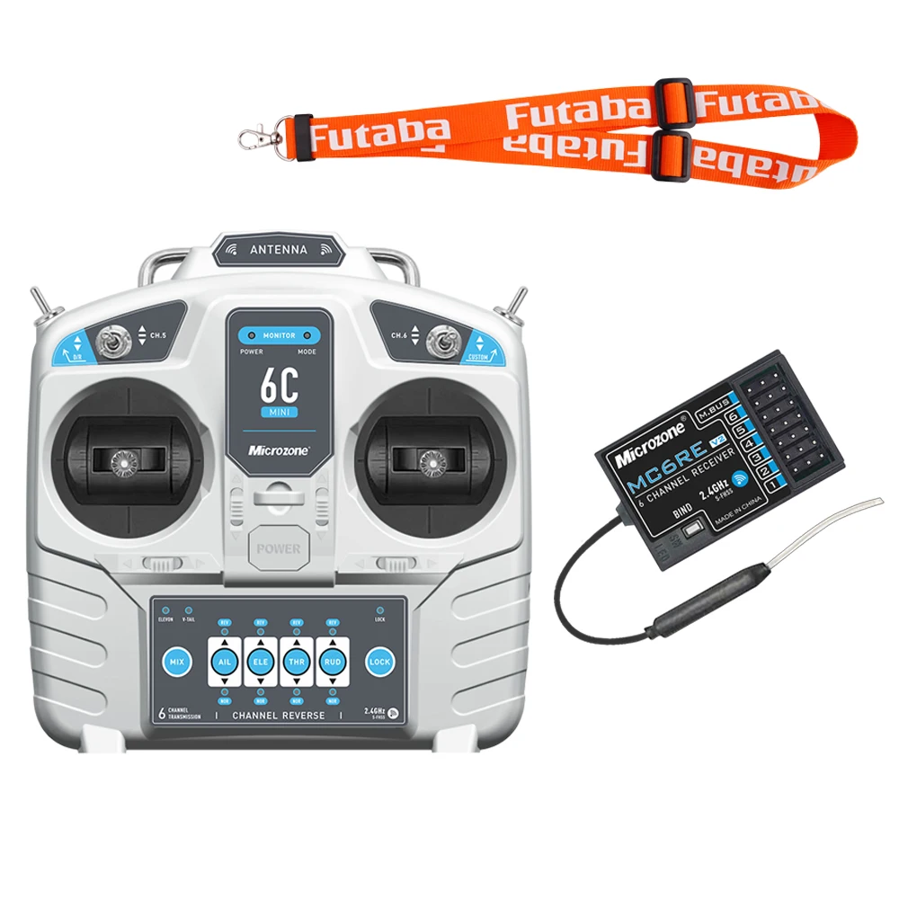 MicroZone MC6C Mini V2 2.4G 6CH nadajnik kontrolera odbiornik System radiowy do samolotu dron wielowirnikowa łódź helikopterowa