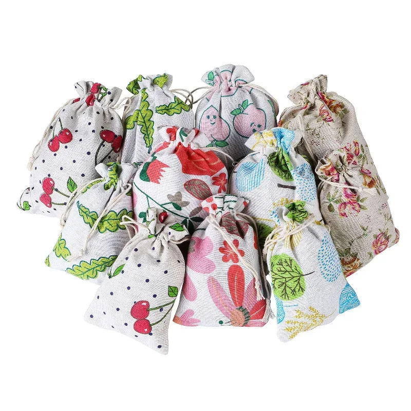 50pcs/lot New Printed Cotton Drawstring Bag Sachet Jewelry Packaging Bag Stationery Cosmetic Storage Bag Mosquito Repellent Bag