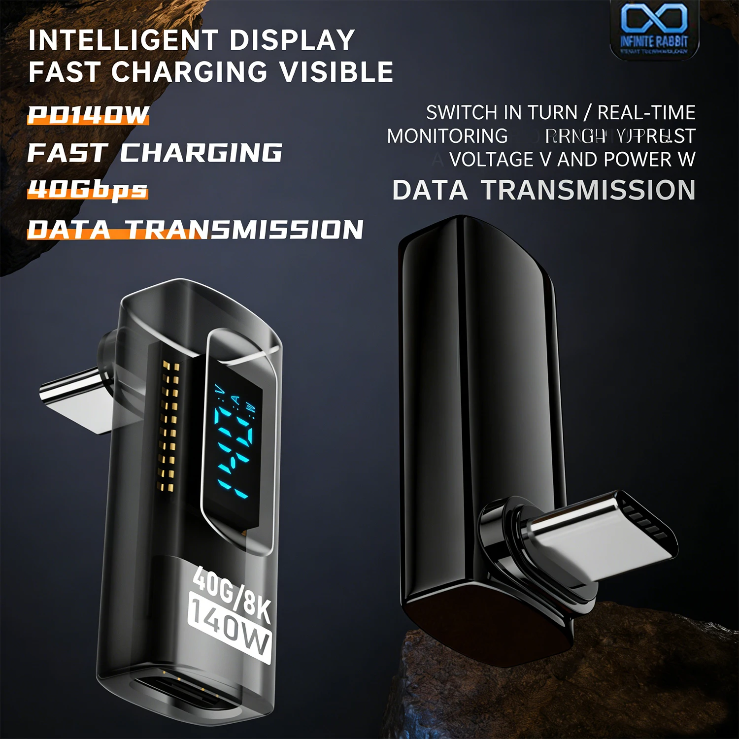 1pc USB Type-C to Type-C Adapter Digital Display 40Gbps 140W Fast Charging 8K@60Hz Video Bidirectional Transmission Converter image 3