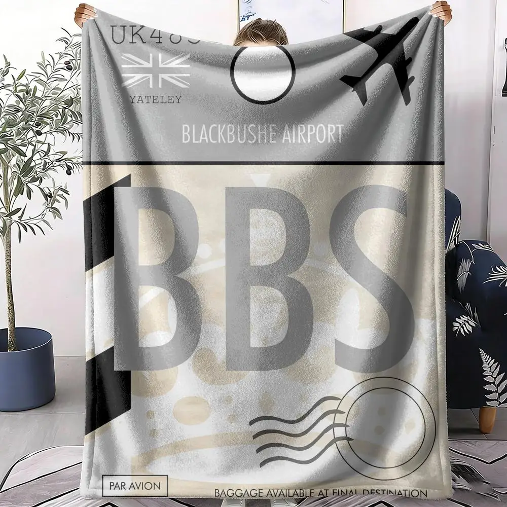 Airport Code Tags Throw Soft Flannel Throw Summer AC Blanket Lightweight Cool Nap Blanket for Sofa Bed Couch Travel